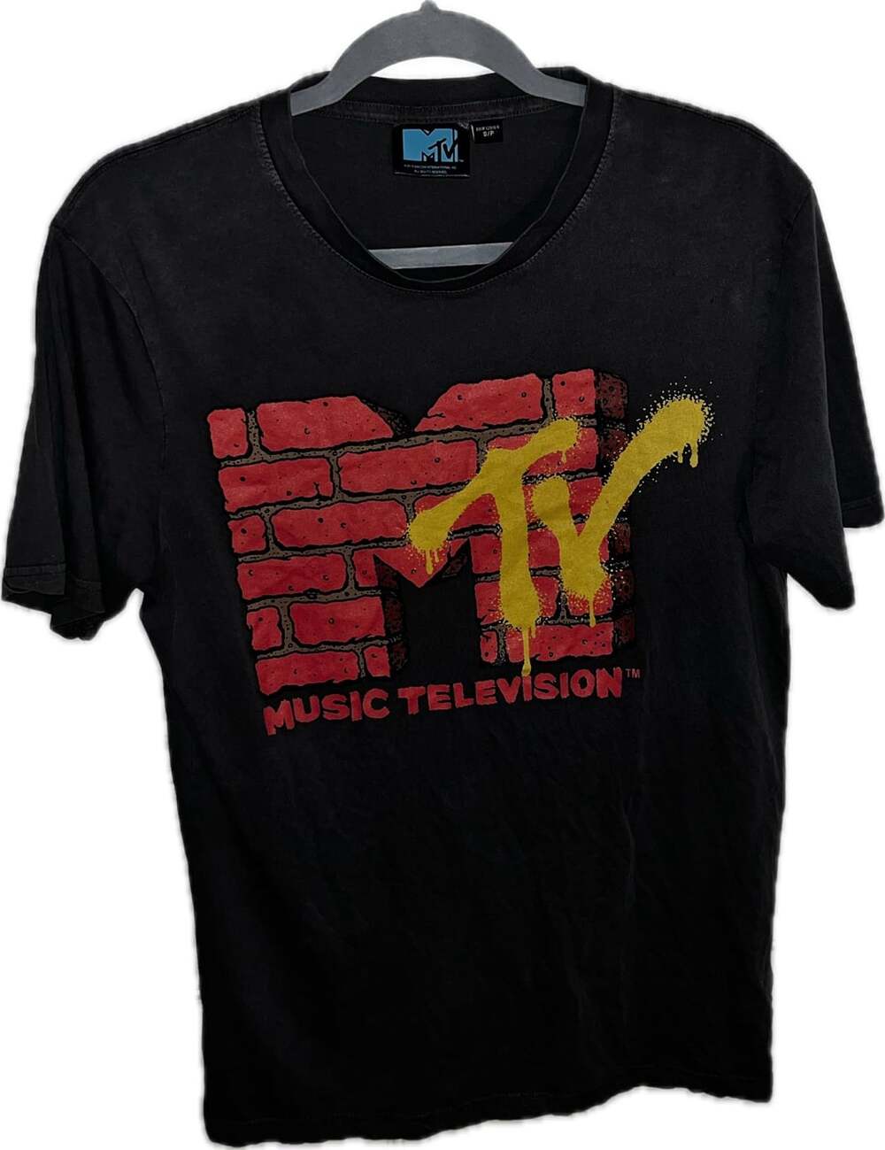 Cotton On MTV Graphic T-Shirt Size S Black Brick Wall Logo